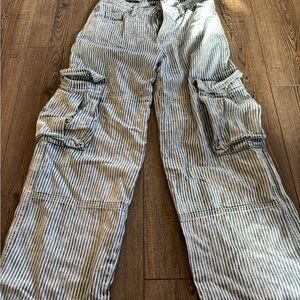 Wild Fable Blue and White Striped Cargo Pants